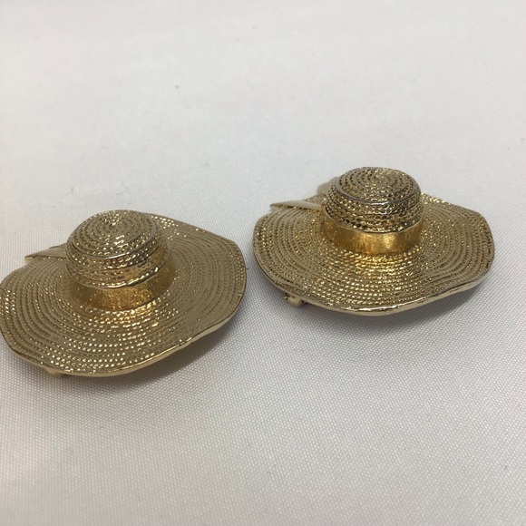 Sunhat garden brooches pr cottagecore vintage signed Michele Lynn spring summer - Picture 10 of 14